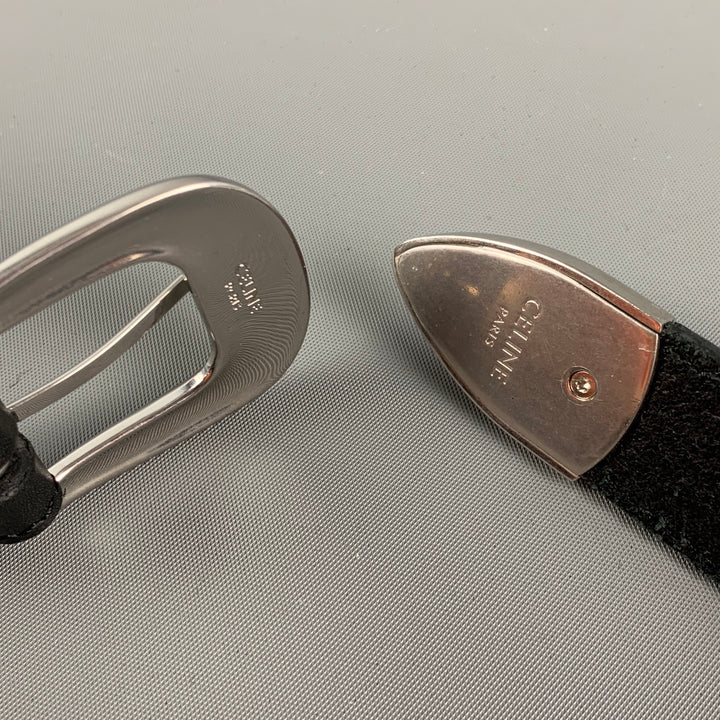 CELINE Waist Size 31 Black Leather Small Western Belt