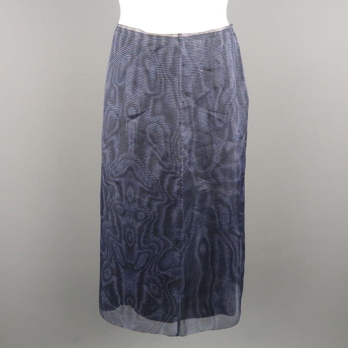 PRADA Size US 6 / IT 42 Blue Silk Moare Pencil Straight Skirt