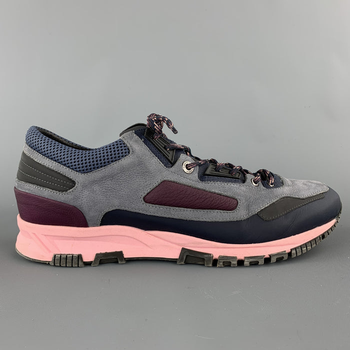 LANVIN Size 10 Multi-Color Mixed Materials Nylon Lace Up Sneakers
