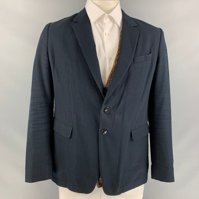 DRIES VAN NOTEN Chest Size 44 Navy Gold Embellishment Cotton Sport Coat