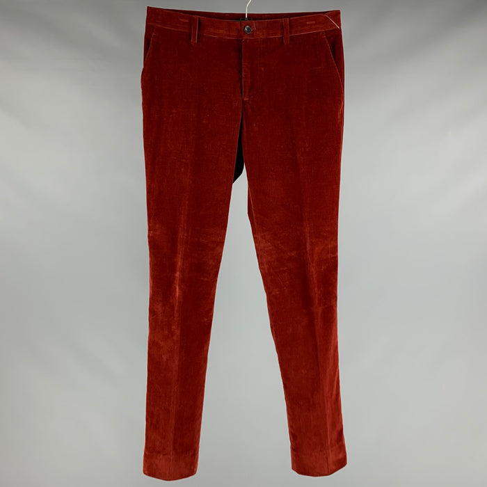 ETRO Size 30 Brick Corduroy Cotton Elastane Dress Pants