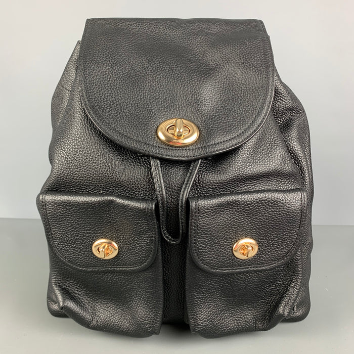 COACH Black Pebble Grain Leather Backpack Handbag & Leather Goods