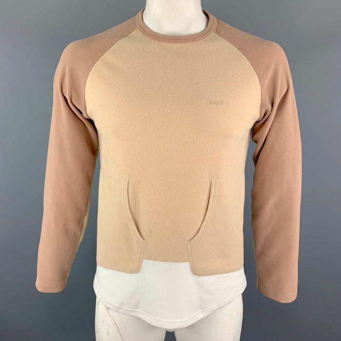 COMME des GARCONS GANRYU Size L Brown Color Block Cotton Crew-Neck Pullover Sweater