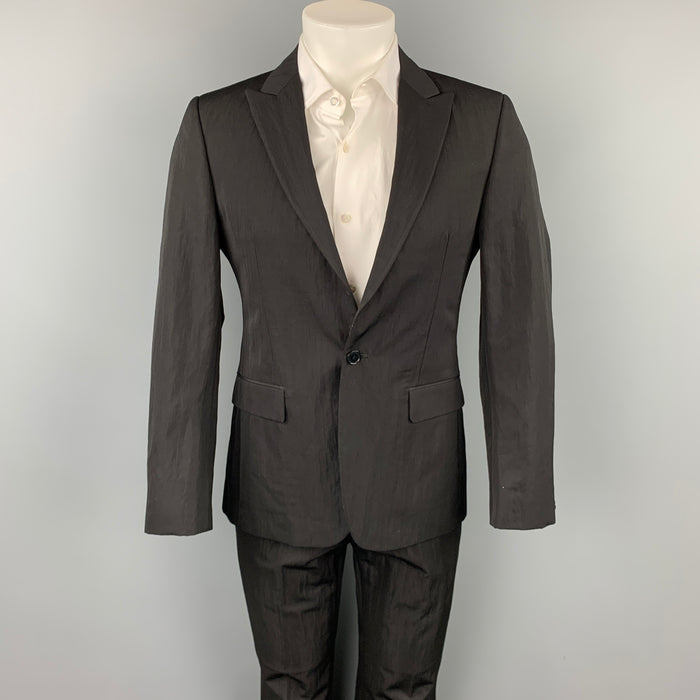 CALVIN KLEIN COLLECTION Size 36 Black Textured Wool / Polyamide Suit