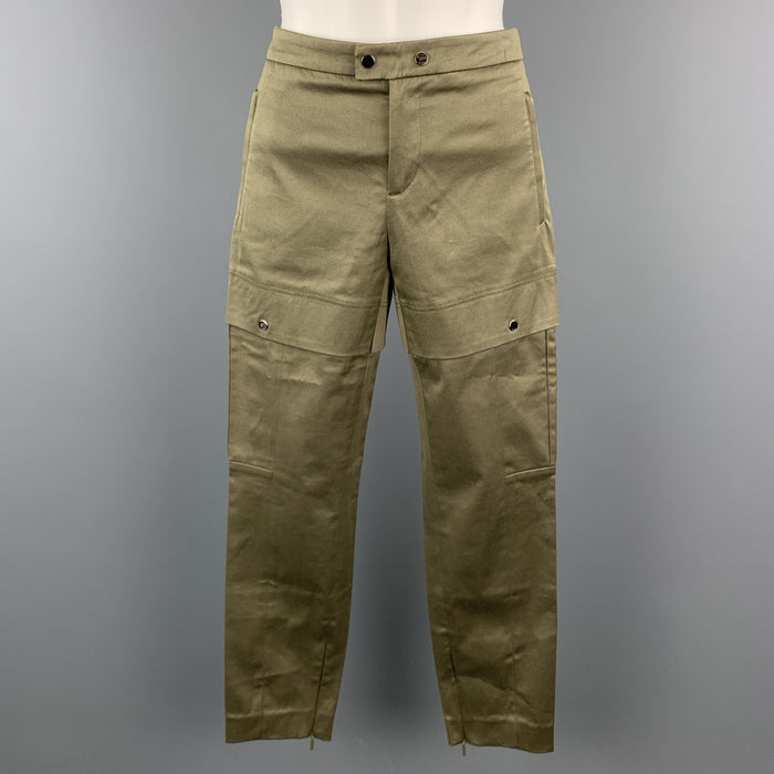 GUCCI Size 2 Olive Cotton / Elastane Snaps Cargo Cuff Zipper Casual Pants