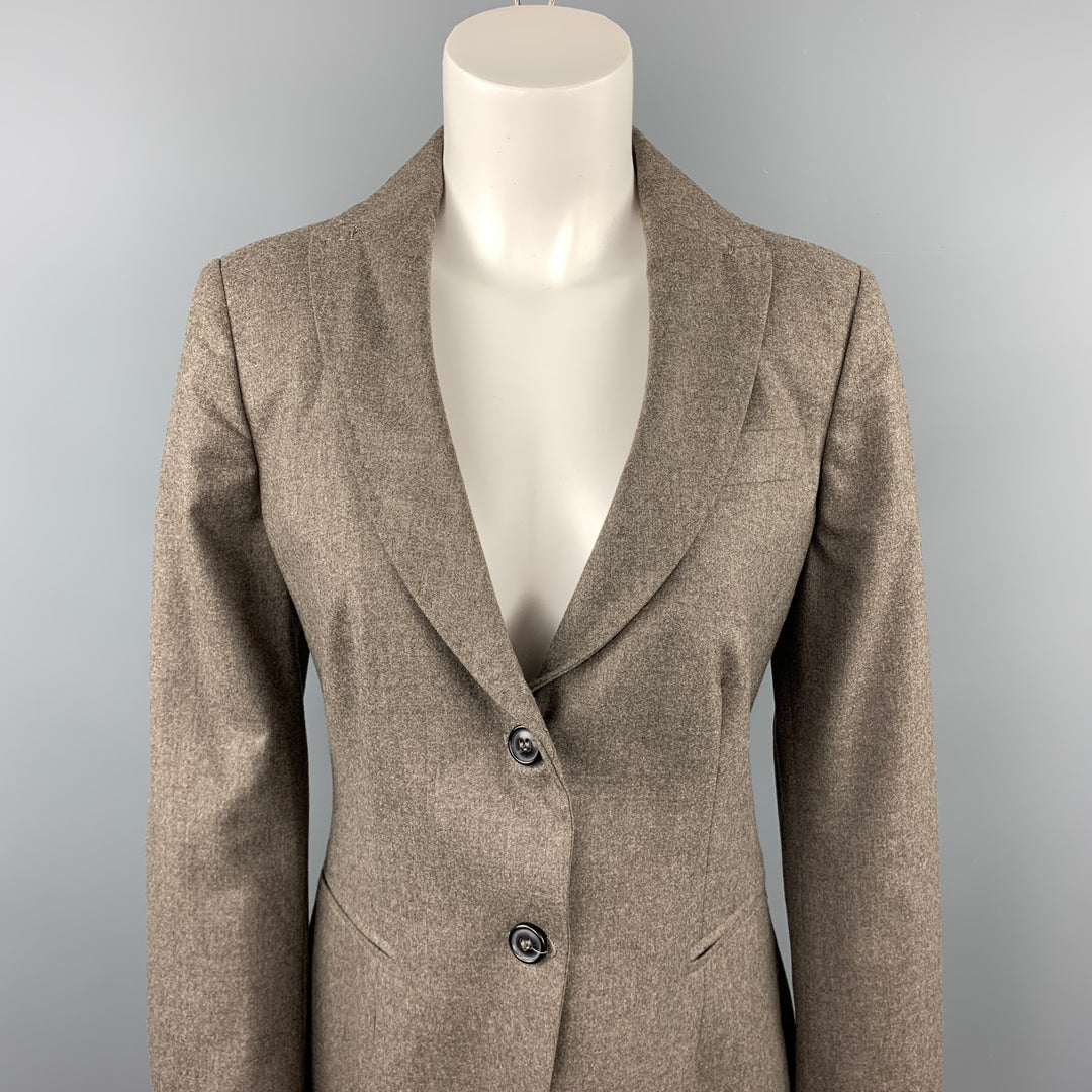 PIAZZA SEMPIONE Size L Taupe Wool Blend Notch Lapel Buttoned Blazer