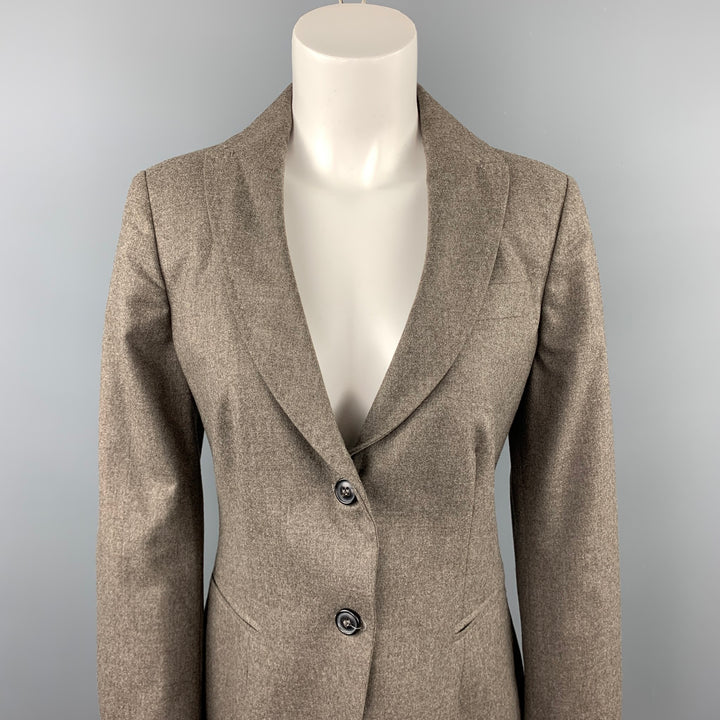 PIAZZA SEMPIONE Size L Taupe Wool Blend Notch Lapel Buttoned Blazer