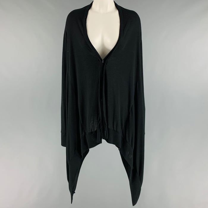 Y-3 Size M Black Polyester Viscose Hidden Buttons Cardigan