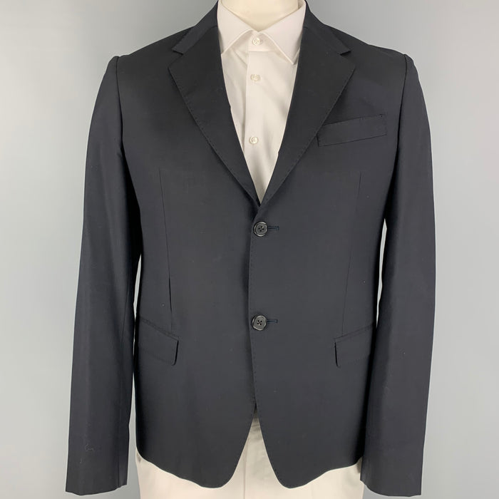 MARNI Size 44 Black Virgin Wool Notch Lapel Sport Coat