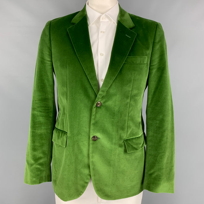 MARC JACOBS Talla 42 Abrigo deportivo de algodón con solapa de muesca de terciopelo verde