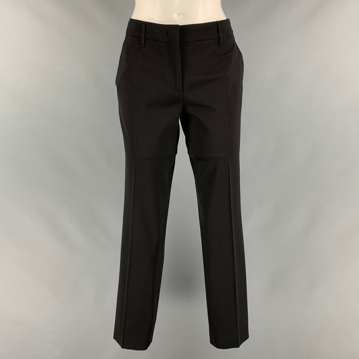 PRADA Size 8 Black Viscose Polyester Flat Front Dress Pants