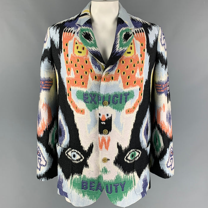 WALTER VAN BEIRENDONCK FW 15 Explicit Beauty Size 46 Multi-Color Jacquard Jacket