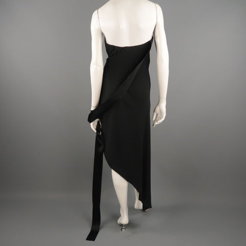 Vintage CHANEL Spring 1991 Size 6 / FR 38 Black Silk Bustier Ribbon Cocktail Dress