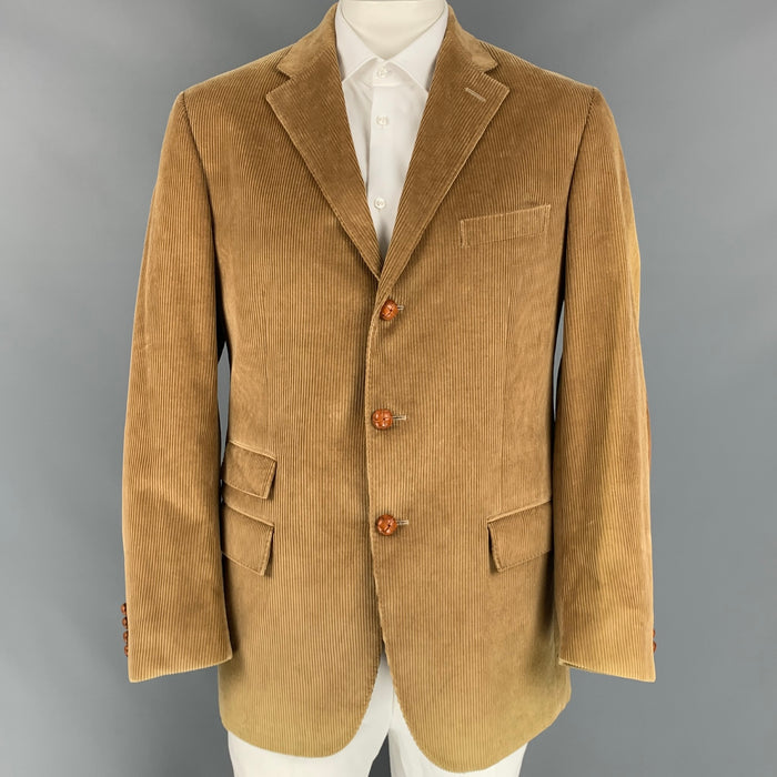POLO by RALPH LAUREN Blue Label Size 44 Beige Corduroy Cotton Sport Coat