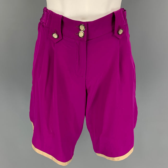 DOLCE & GABBANA Size 4 Purple Beige Silk Shorts