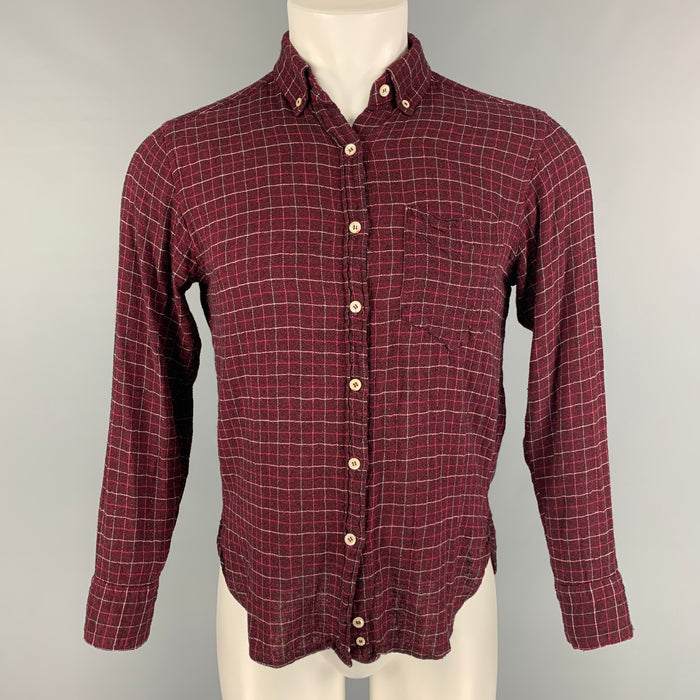 ISABEL MARANT Size XS Burgundy Plaid Viscose & Wool Long Sleeve Shirt
