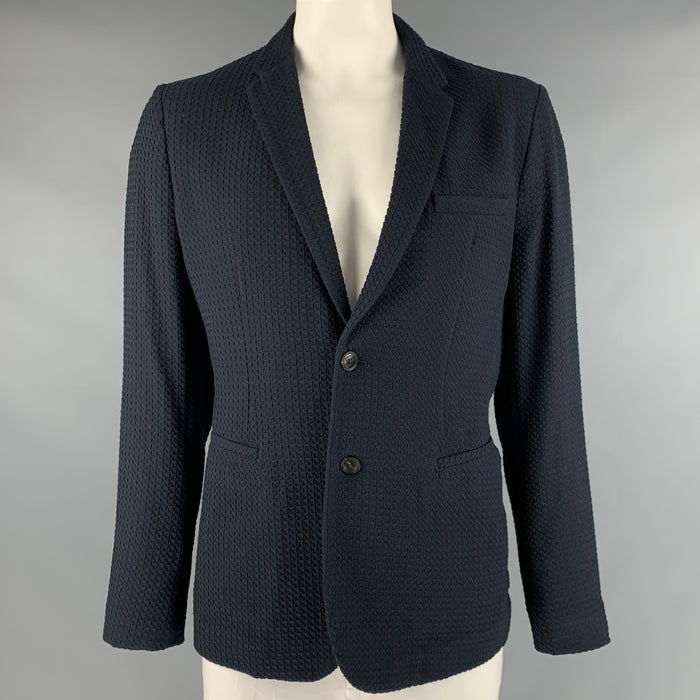 EMPORIO ARMANI Size 46 Textured Viscose Blend Single Breasted Sport Coat