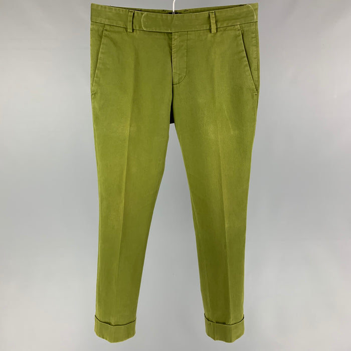 GUCCI Size 28 Green Cotton Zip Fly Casual Pants