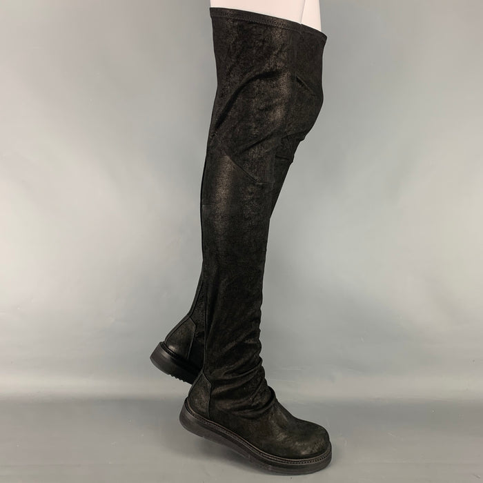 RICK OWENS Size 7 Black Leather Lamb Skin Pull On Boots