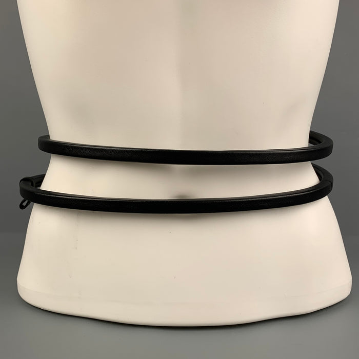 BOTTEGA VENETA Waist Size S Black Silver Leather Snake Belt