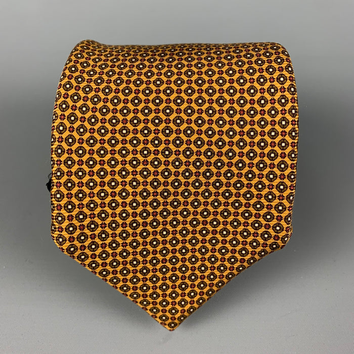 KITON Tan Olive Dots Silk Tie
