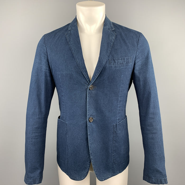 PRADA Size 38 Indigo Cotton Notch Lapel Sport Coat