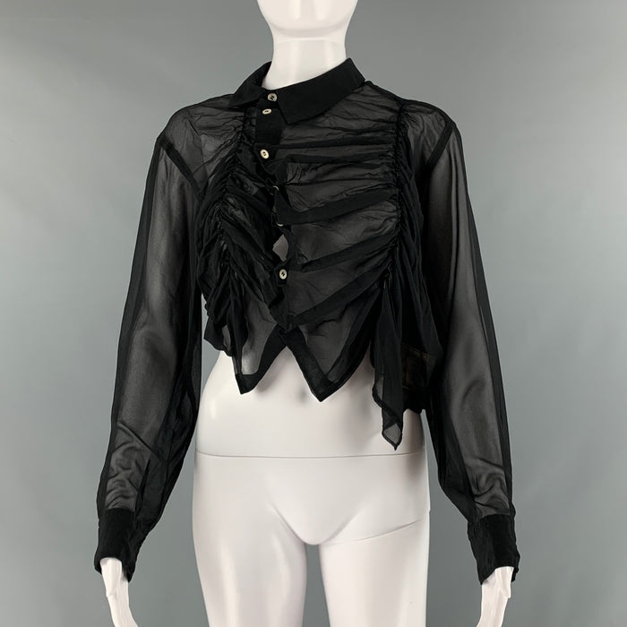 COMME des GARCONS Size M Black Polyester Ruched Cropped Blouse