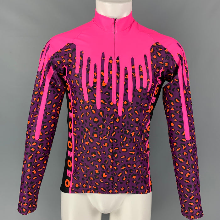 WALTER VAN BEIRENDONCK FW19 Size M Pink Purple Graphic Nylon Jersey Bike Top