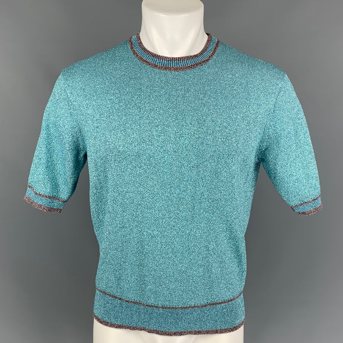 MARC JACOBS Jersey de manga corta en mezcla de viscosa metalizada azul talla S
