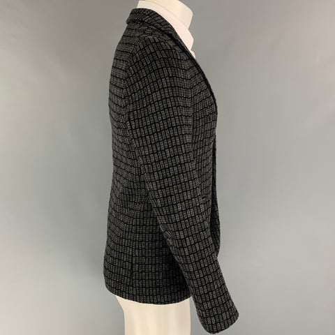 EMPORIO ARMANI Size 34 Grey Black Knitted Wool Blend Sport Coat