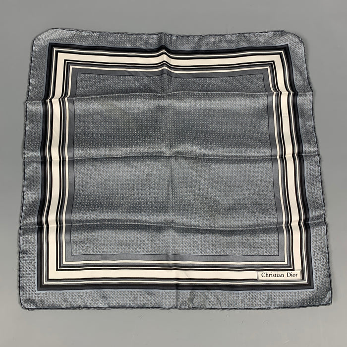 CHRISTIAN DIOR Grey Print Hand Rolled Square Scarf