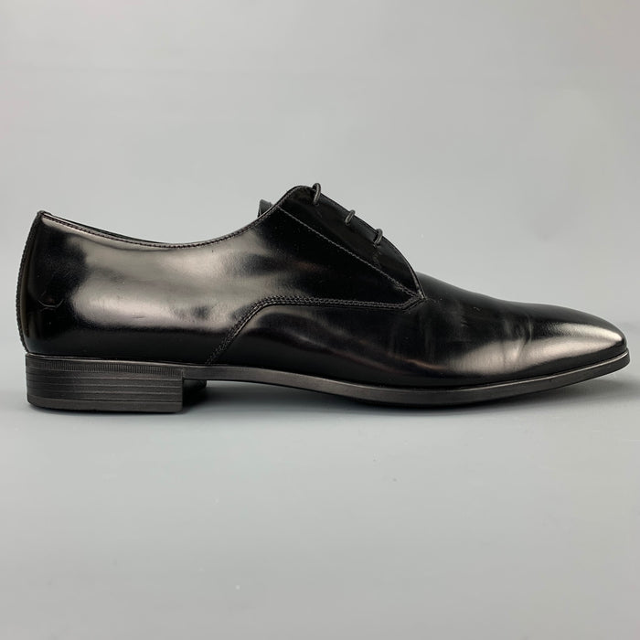 PRADA Size 10 Black Leather Lace Up Dress Shoes
