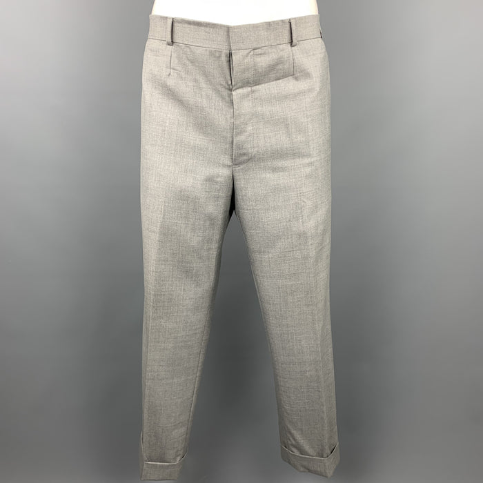 BLACK FLEECE Size 36 Light Gray Wool Pleated Dress Pants