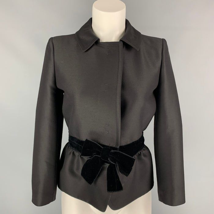 GIAMBATTISTA VALLI Size 6 Black Wool / Silk Bow Jacket