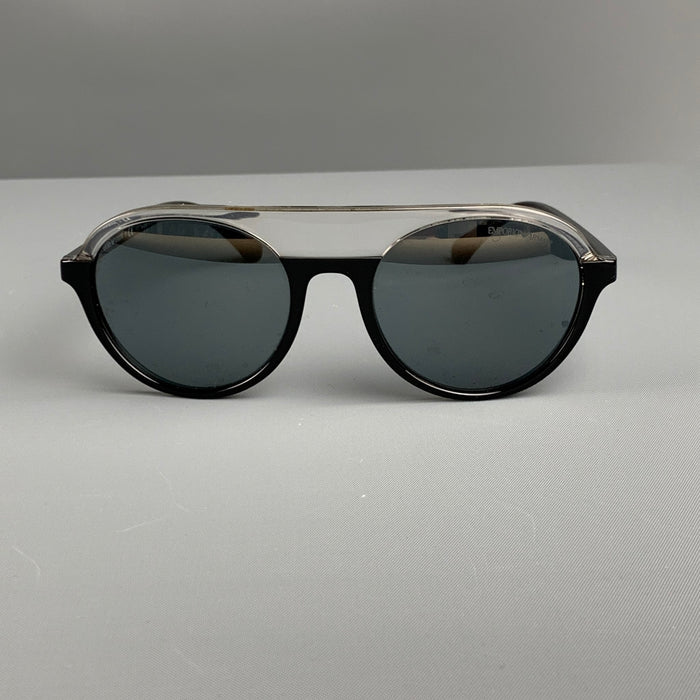 EMPORIO ARMANI Black Clear Color Block Acetate Sunglasses & Eyewear