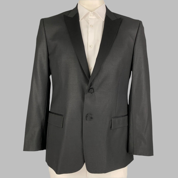 VERSACE COLLECTION Size 42 Black Polyester Blend Tuxedo Sport Coat