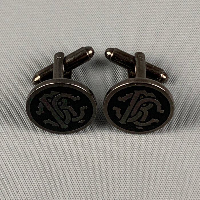 JUST CAVALLI Black Silver Cuff Links