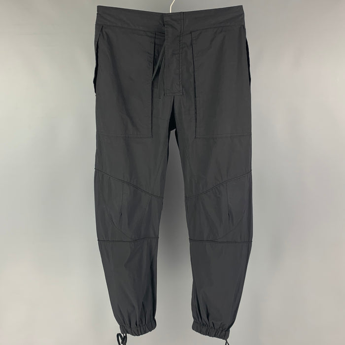 BOTTEGA VENETA Pre-Fall 2019 Size 32 Black Cotton Polyester Zip Pockets Casual Pants