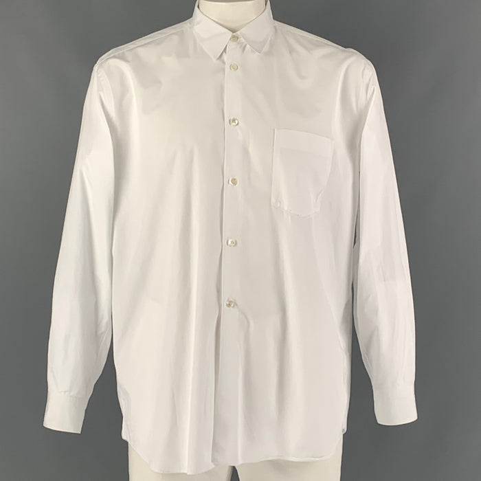 COMME des GARCONS SHIRT Size L White Cotton Button Up Long Sleeve Shirt
