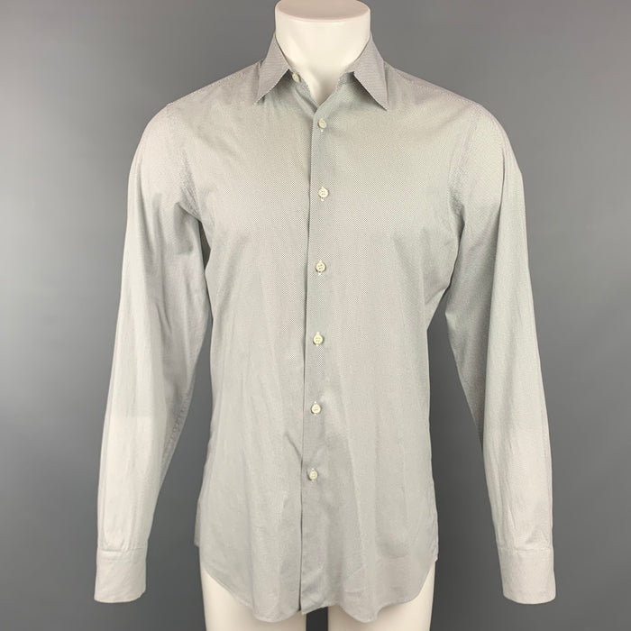 PRADA Size M White & Black Dots Cotton Button Up Long Sleeve Shirt