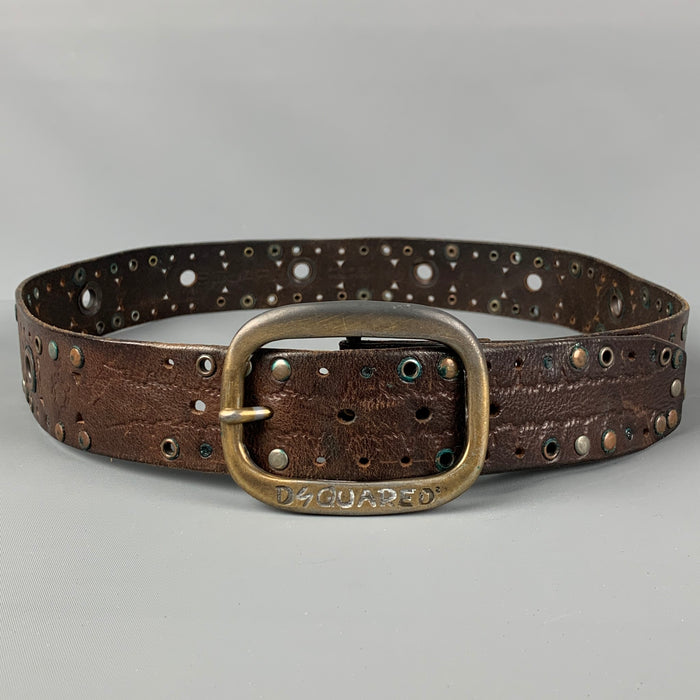 DSQUARED2 Size M Brown Perforated Leather Belt