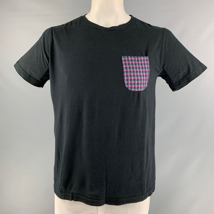 MARC JACOBS Size L Black Solid Cotton Crew-Neck T-shirt