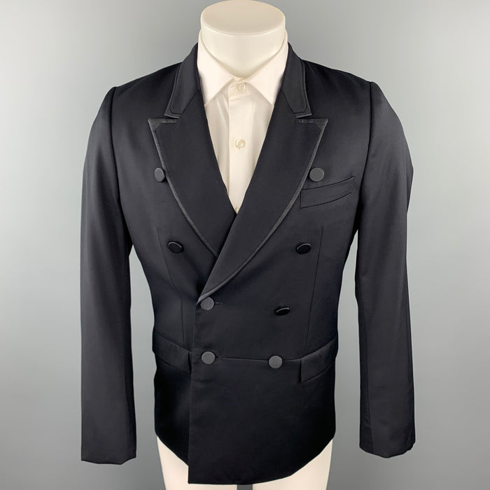 PAUL SMITH Talla 38 Abrigo deportivo de esmoquin de lana / cachemira negro