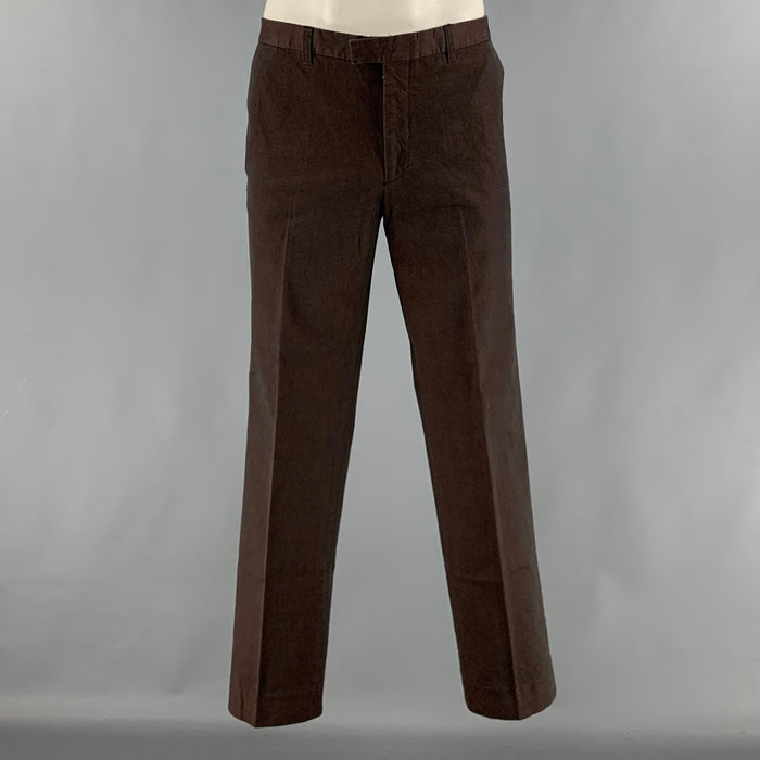 ETRO Size 36 Brown Cotton Blend Zip Up Dress Pants