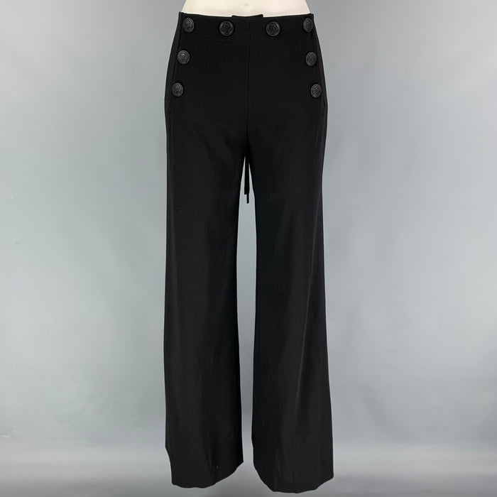Vintage JEAN PAUL GAULTIER Size 6 Black Wool Rayon Sailor Dress Pants