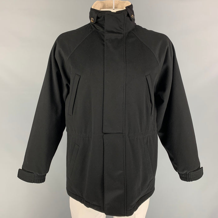 LORO PIANA Size M Black Quilted Cashmere Icer Jacket