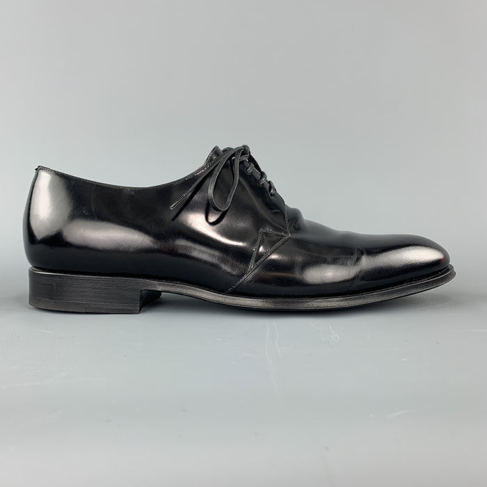 DIOR HOMME Size 8 Black Pointed Leather Lace Up Derby Dress Shoes