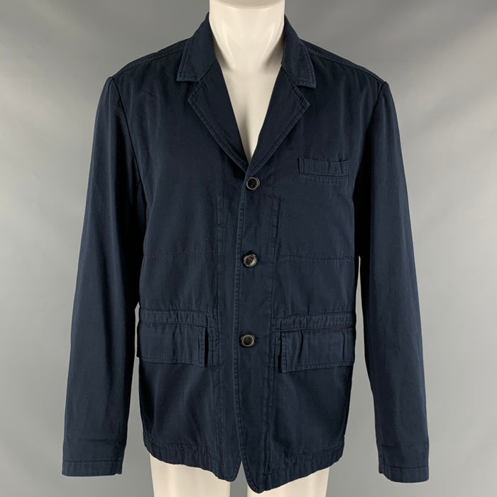 DRIES VAN NOTEN Size 40 Navy Cotton Single Breasted Jacket