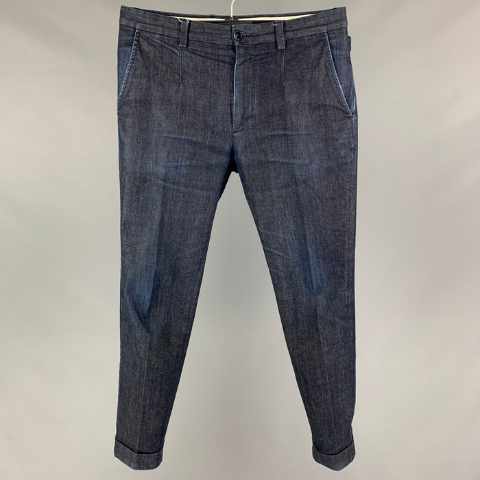 DOLCE & GABBANA Size 28 Blue Indigo Cotton Blend Slim Cuffed Jeans