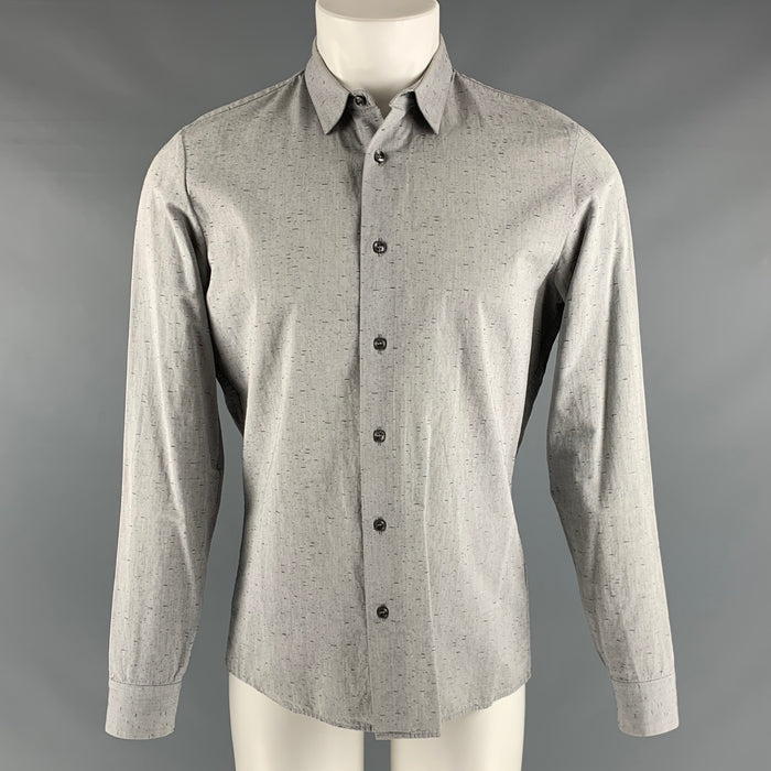 MAISON MARTIN MARGIELA Size S Grey Black Textured Cotton Long Sleeve Shirt
